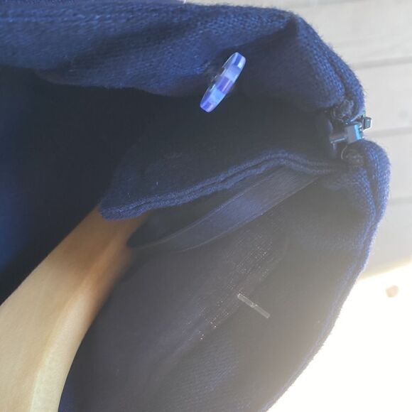 Pure Collection Linen Navy Midi Skirt- Front Slit - Picture 7 of 9